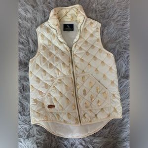 Women’s simply southern white summer vest with gold pineapple medium nwot